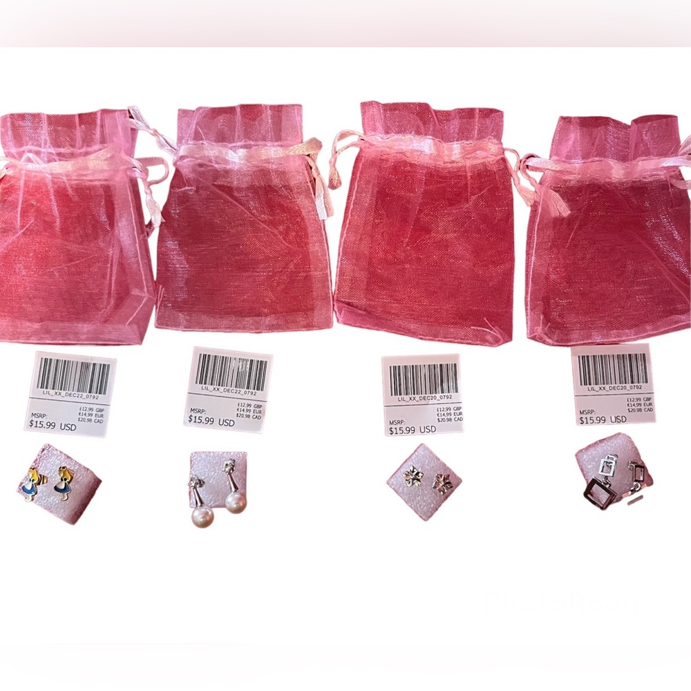 Four pairs of pierced post back earrings